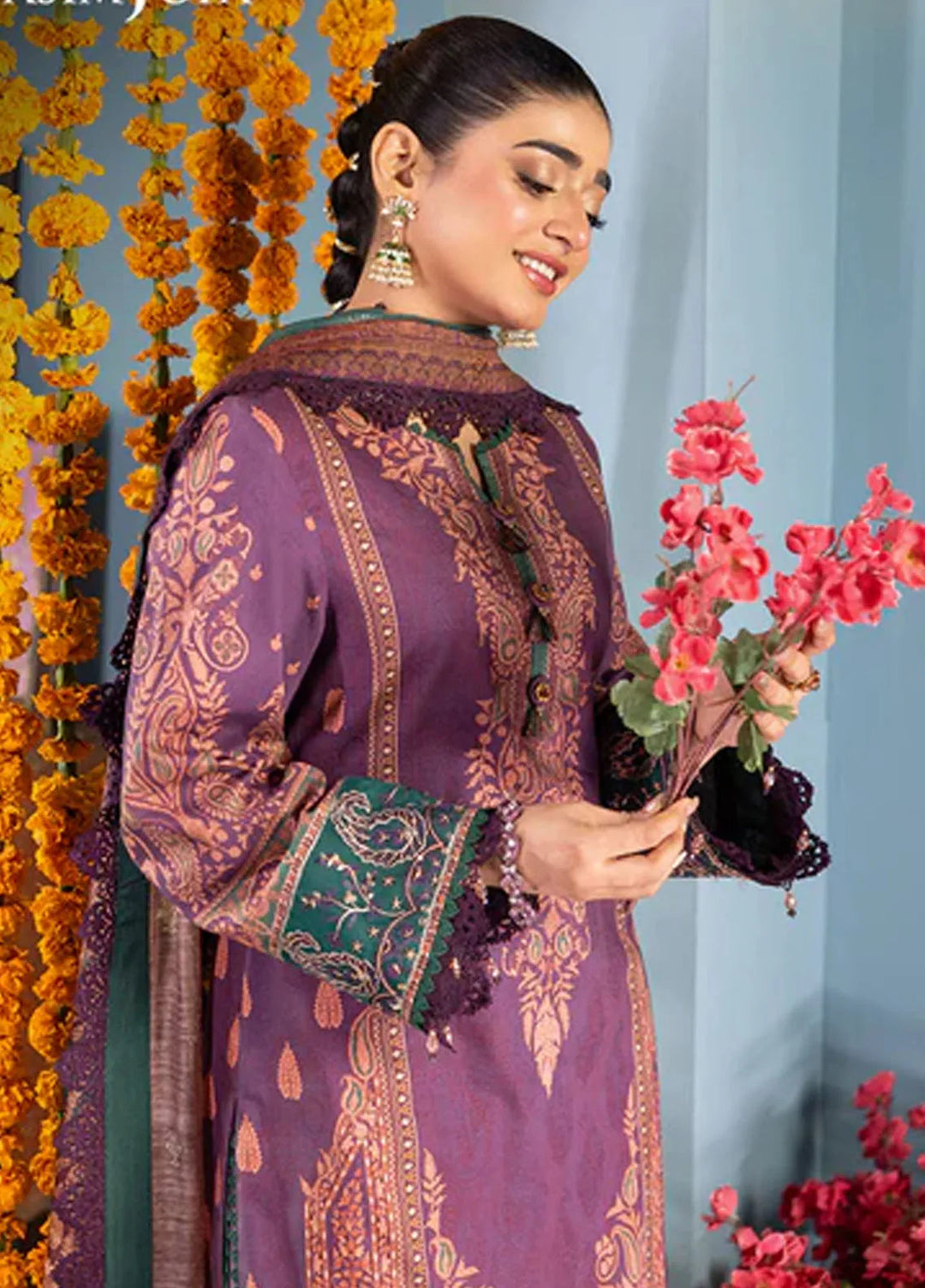 Asra By Asim Jofa Embroidered Jacquard Suit Unstitched 3 Piece AJ24AE AJRA-02 - Festive Collection