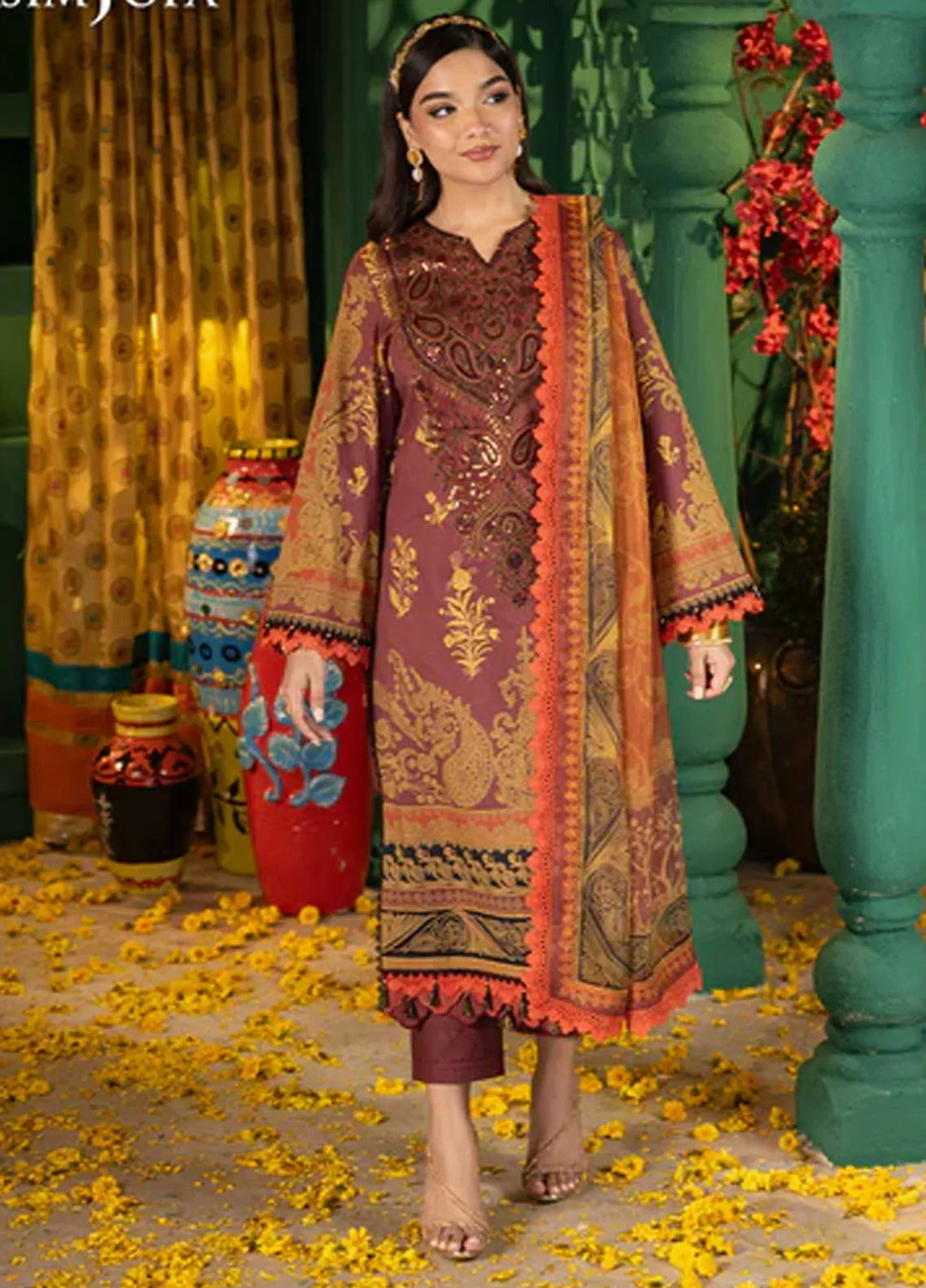 Asra By Asim Jofa Embroidered Jacquard Suit Unstitched 3 Piece AJ24AE AJRA-04 - Festive Collection