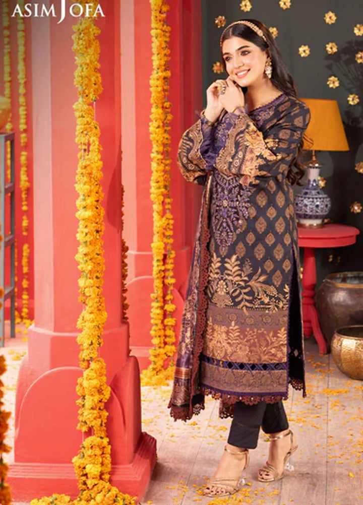 Asra By Asim Jofa Embroidered Jacquard Unstitched Suit 3 Piece AJ24AE AJRA-01 - Festive Collection