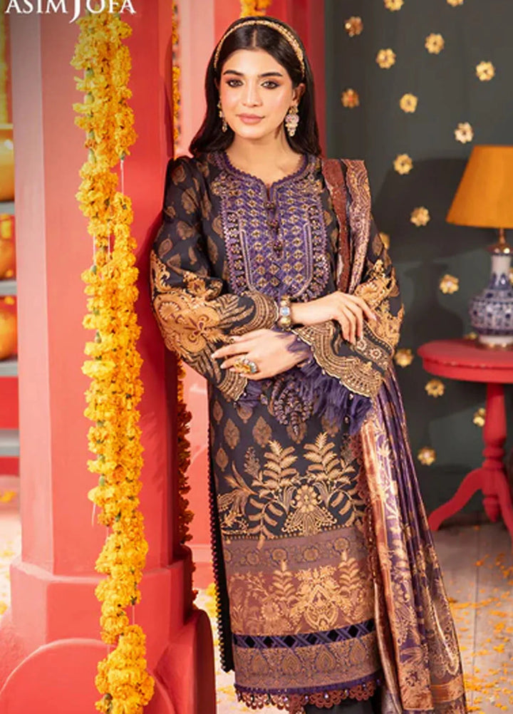 Asra By Asim Jofa Embroidered Jacquard Unstitched Suit 3 Piece AJ24AE AJRA-01 - Festive Collection