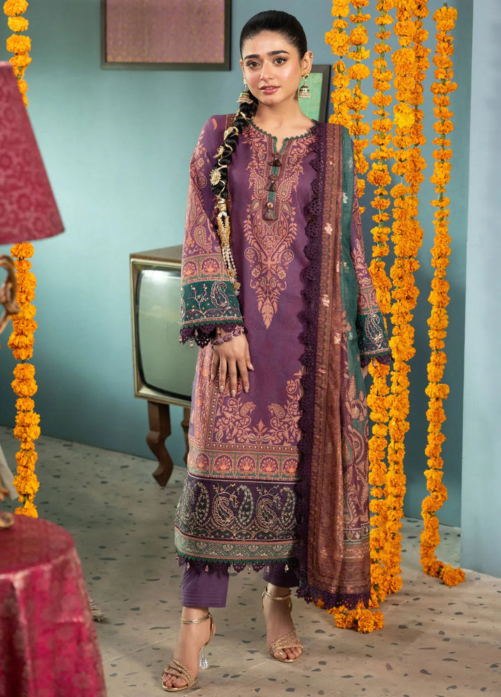 Asra By Asim Jofa Embroidered Jacquard Unstitched Suit 3 Piece AJ24AE AJRA-02 - Festive Collection