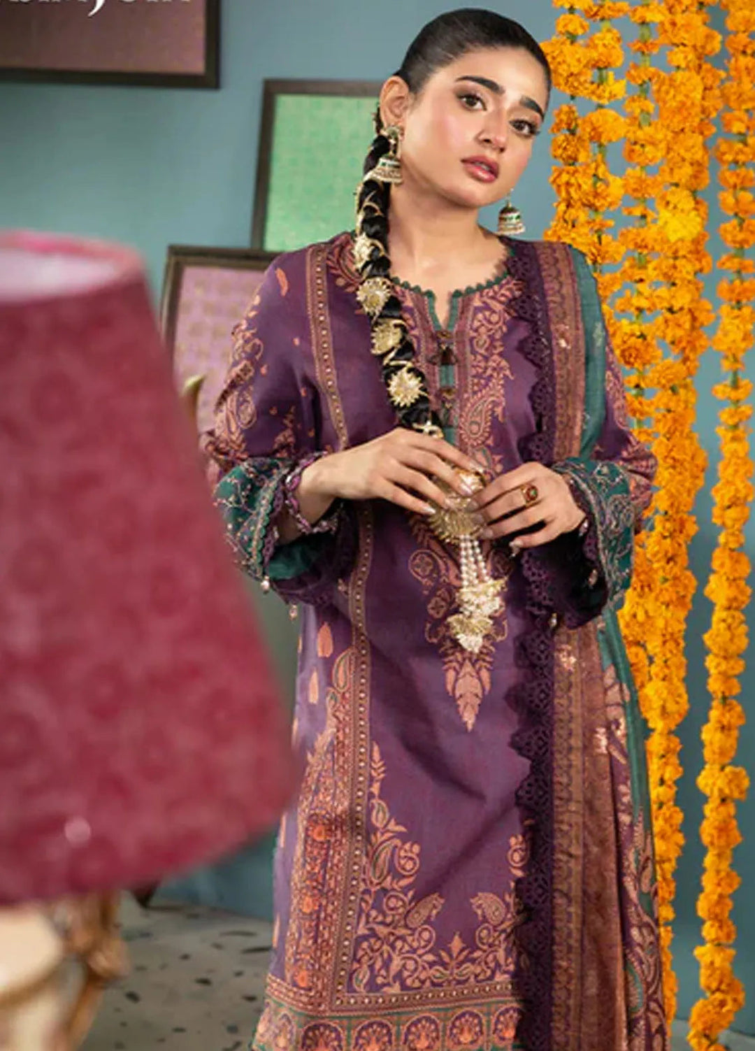 Asra By Asim Jofa Embroidered Jacquard Unstitched Suit 3 Piece AJ24AE AJRA-02 - Festive Collection