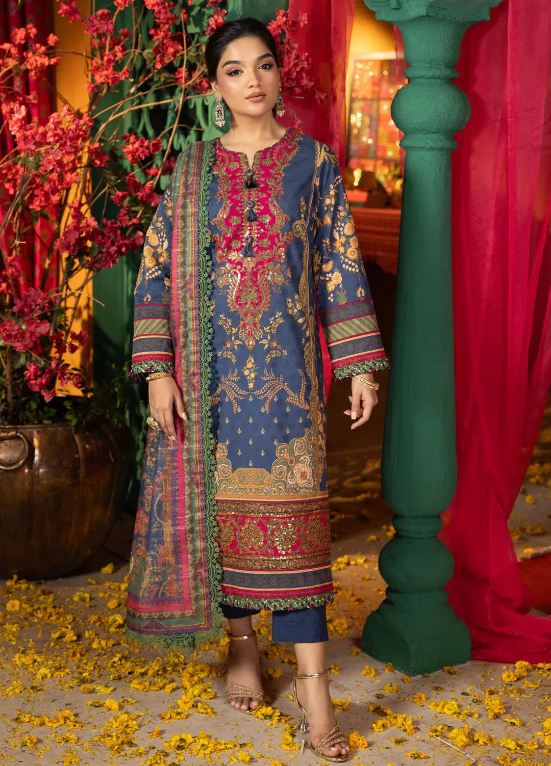 Asra By Asim Jofa Embroidered Jacquard Unstitched Suit 3 Piece AJ24AE AJRA-03 - Festive Collection