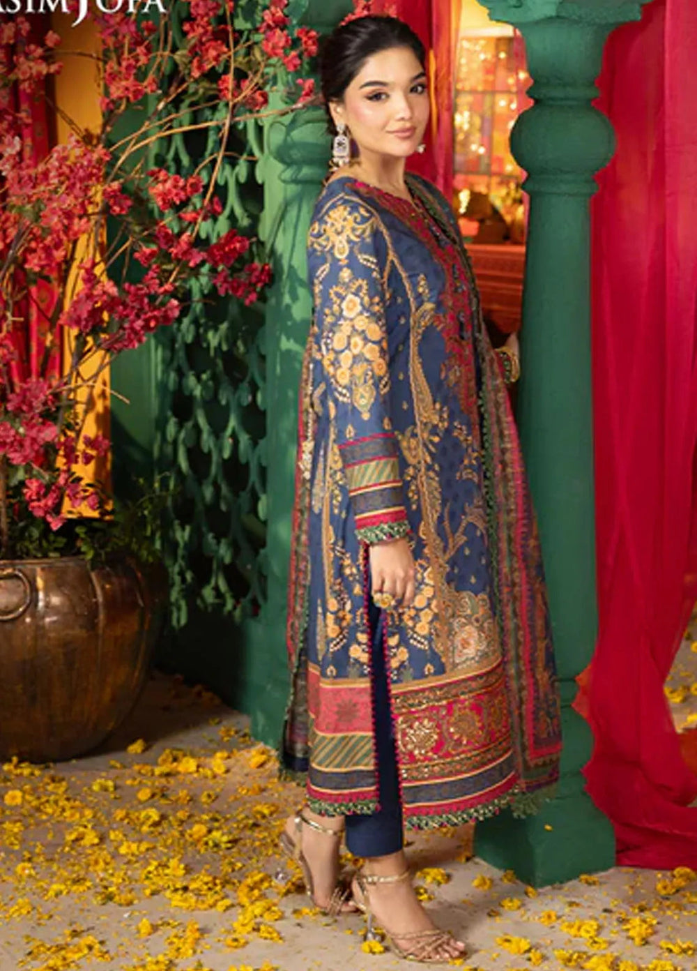 Asra By Asim Jofa Embroidered Jacquard Unstitched Suit 3 Piece AJ24AE AJRA-03 - Festive Collection