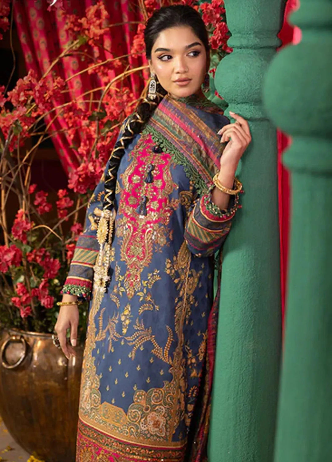 Asra By Asim Jofa Embroidered Jacquard Unstitched Suit 3 Piece AJ24AE AJRA-03 - Festive Collection