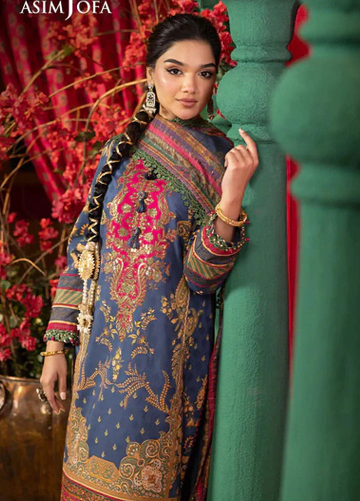 Asra By Asim Jofa Embroidered Jacquard Unstitched Suit 3 Piece AJ24AE AJRA-03 - Festive Collection