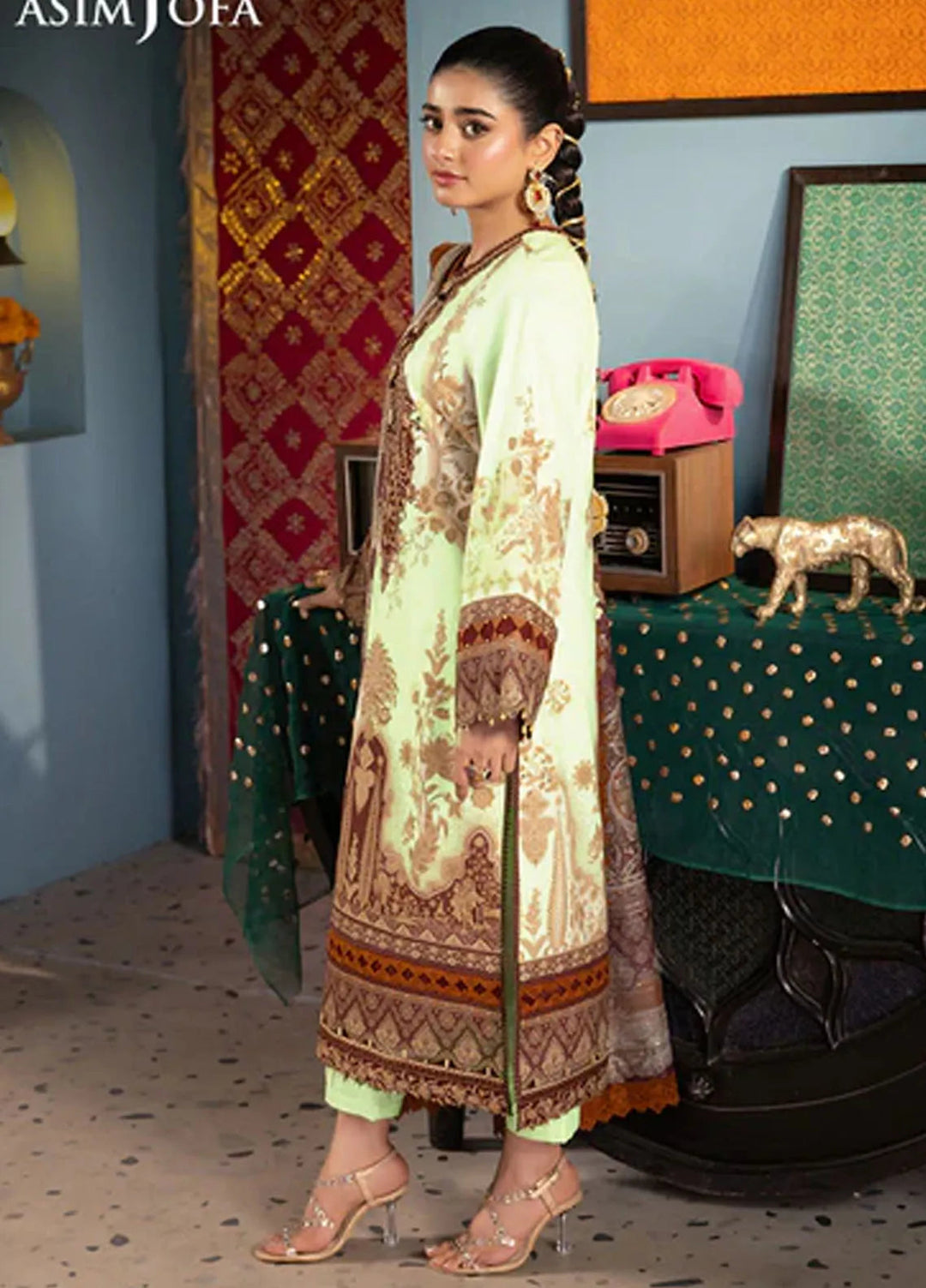 Asra By Asim Jofa Embroidered Lawn Suit Unstitched 3 Piece AJ24AE AJRA-05 - Festive Collection
