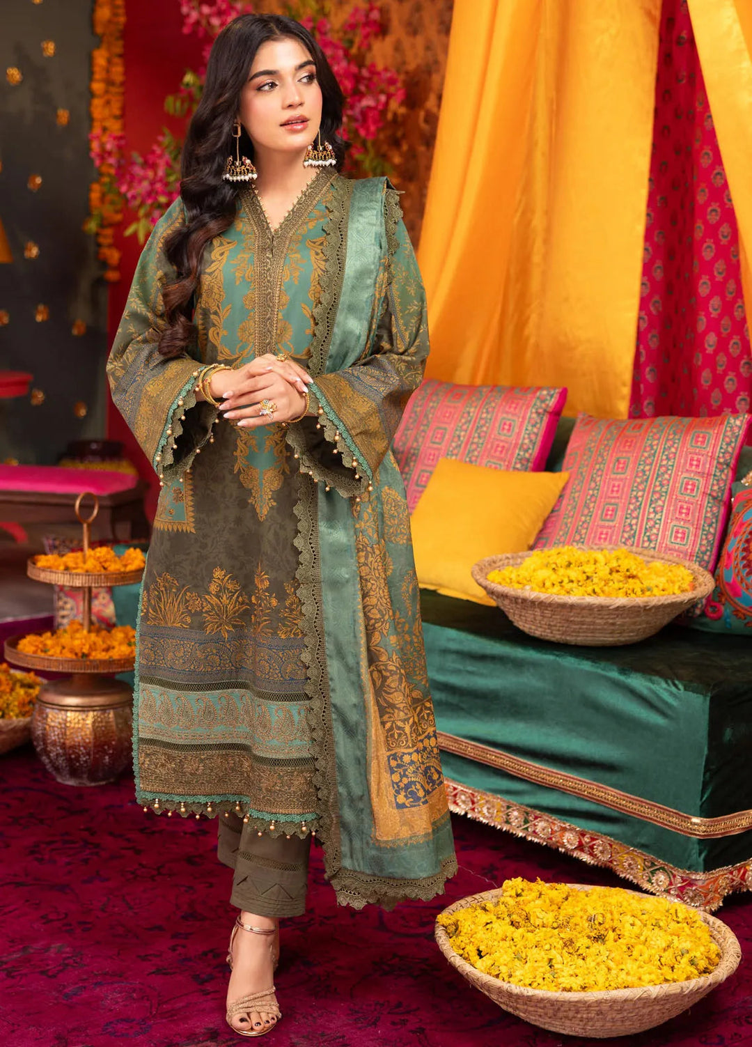 Asra By Asim Jofa Embroidered Lawn Suit Unstitched 3 Piece AJ24AE AJRA-06 - Festive Collection