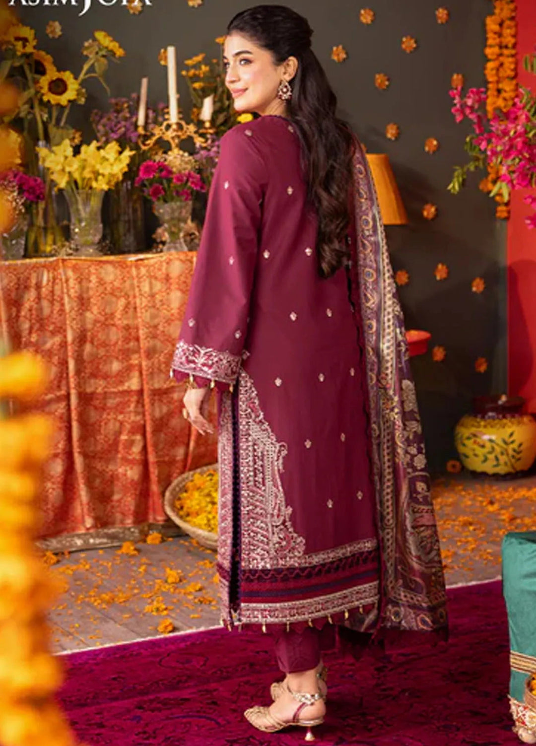 Asra By Asim Jofa Embroidered Lawn Suit Unstitched 3 Piece AJ24AE AJRA-08 - Festive Collection