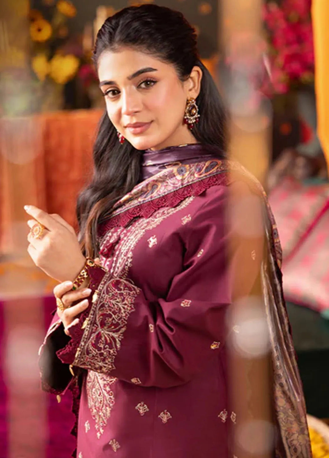 Asra By Asim Jofa Embroidered Lawn Suit Unstitched 3 Piece AJ24AE AJRA-08 - Festive Collection