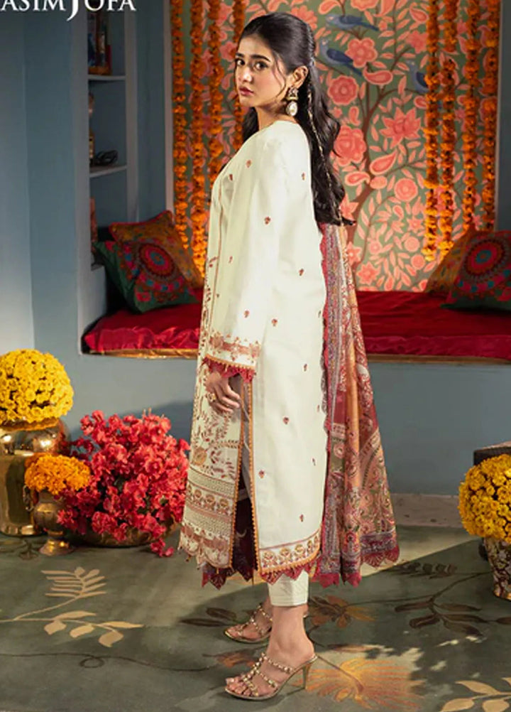 Asra By Asim Jofa Embroidered Lawn Suit Unstitched 3 Piece AJ24AE AJRA-09 - Festive Collection