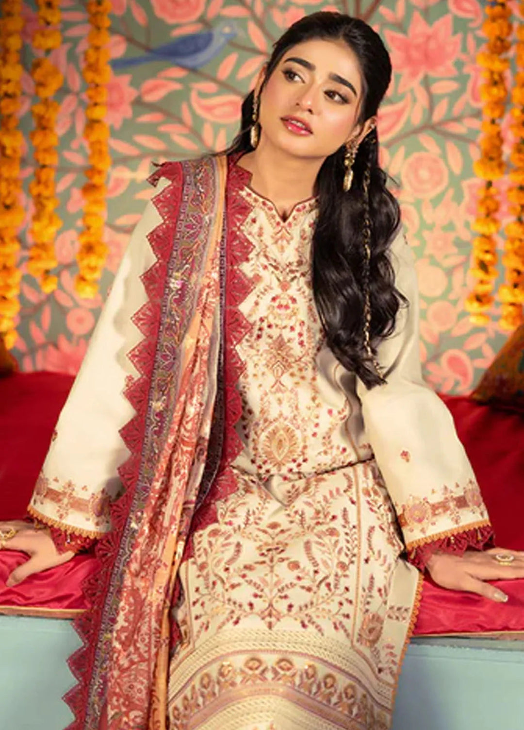 Asra By Asim Jofa Embroidered Lawn Suit Unstitched 3 Piece AJ24AE AJRA-09 - Festive Collection