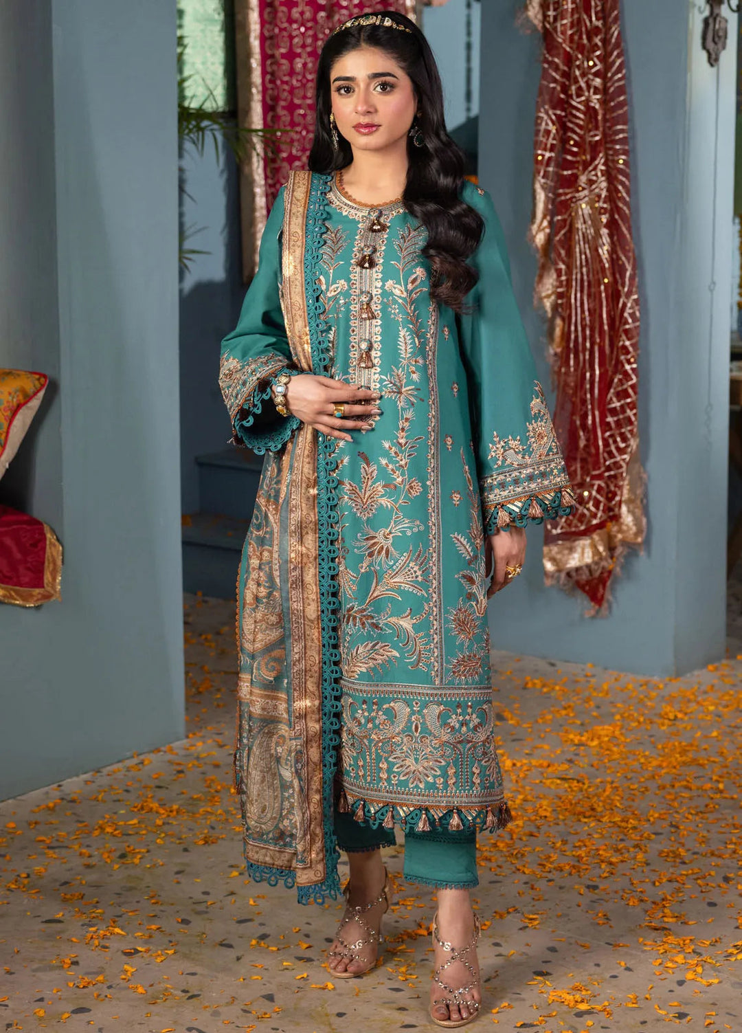 Asra By Asim Jofa Embroidered Lawn Suit Unstitched 3 Piece AJ24AE AJRA-10 - Festive Collection