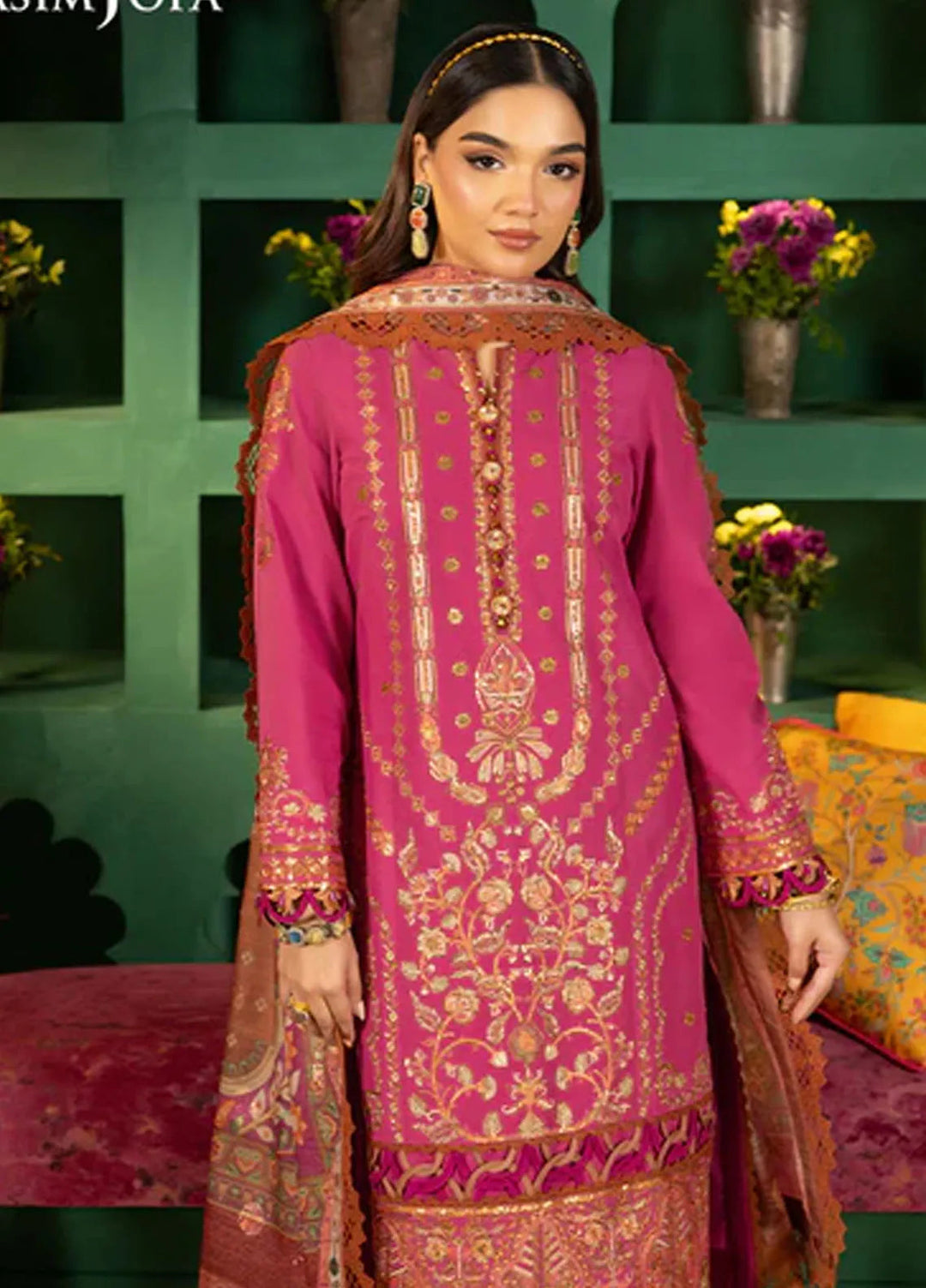 Asra By Asim Jofa Embroidered Lawn Suit Unstitched 3 Piece AJ24AE AJRA-11 - Festive Collection