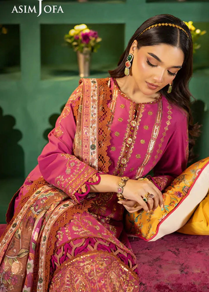 Asra By Asim Jofa Embroidered Lawn Suit Unstitched 3 Piece AJ24AE AJRA-11 - Festive Collection