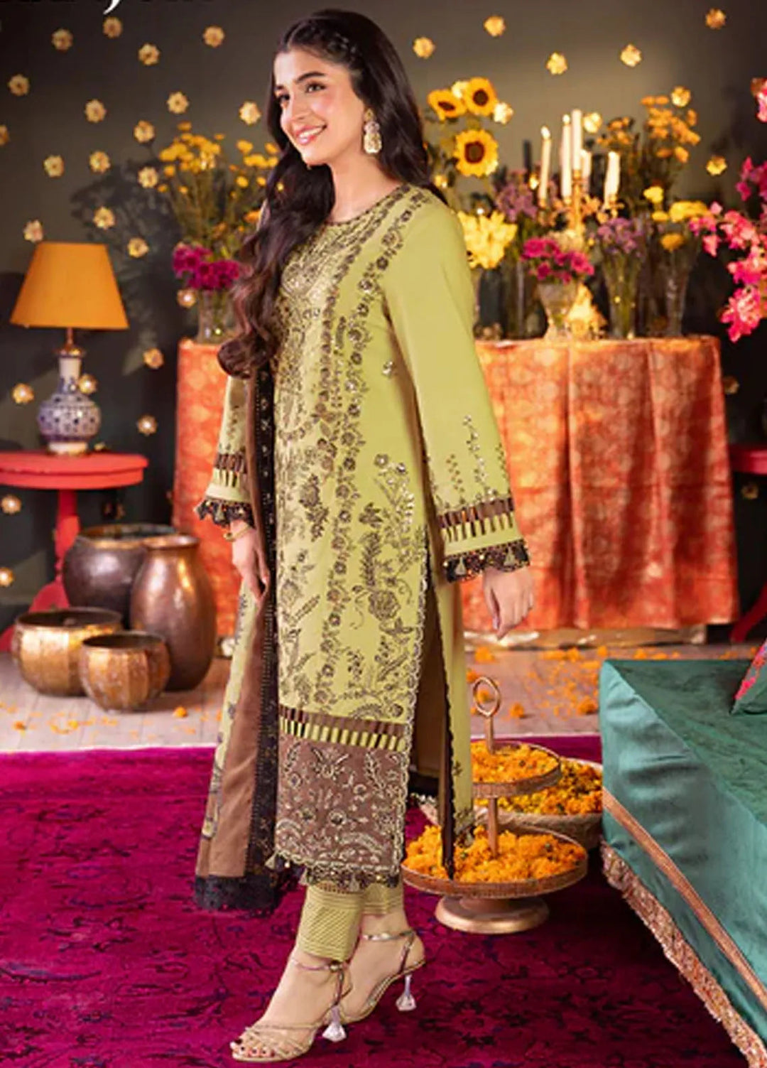 Asra By Asim Jofa Embroidered Lawn Suit Unstitched 3 Piece AJ24AE AJRA-13 - Festive Collection