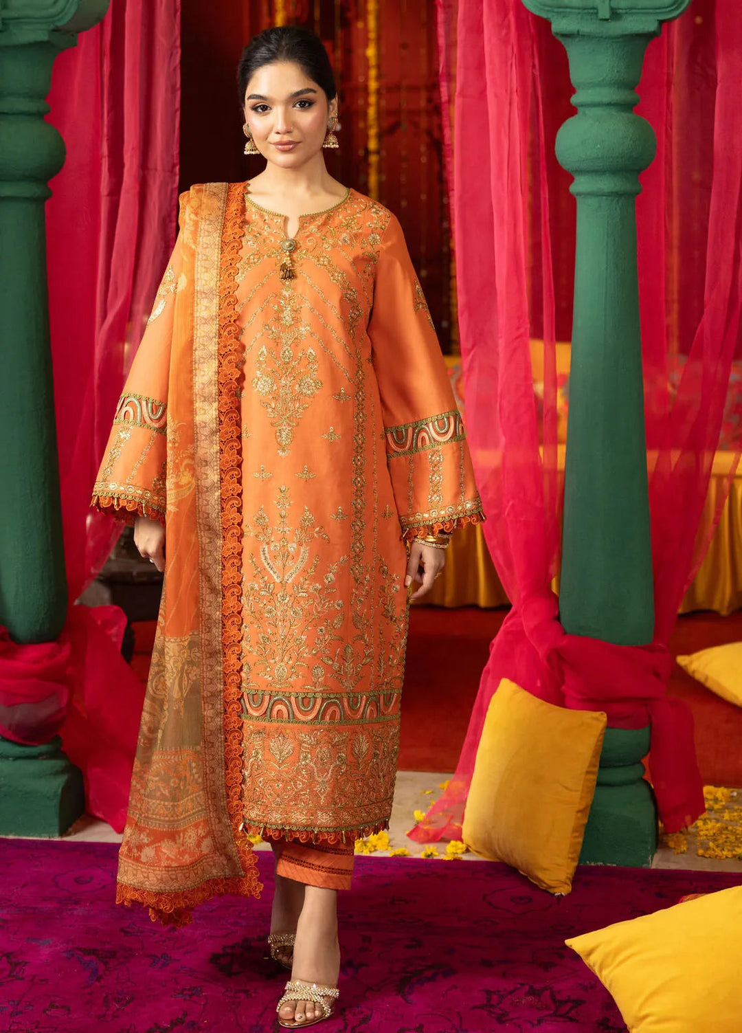 Asra By Asim Jofa Embroidered Lawn Suit Unstitched 3 Piece AJ24AE AJRA-14 - Festive Collection