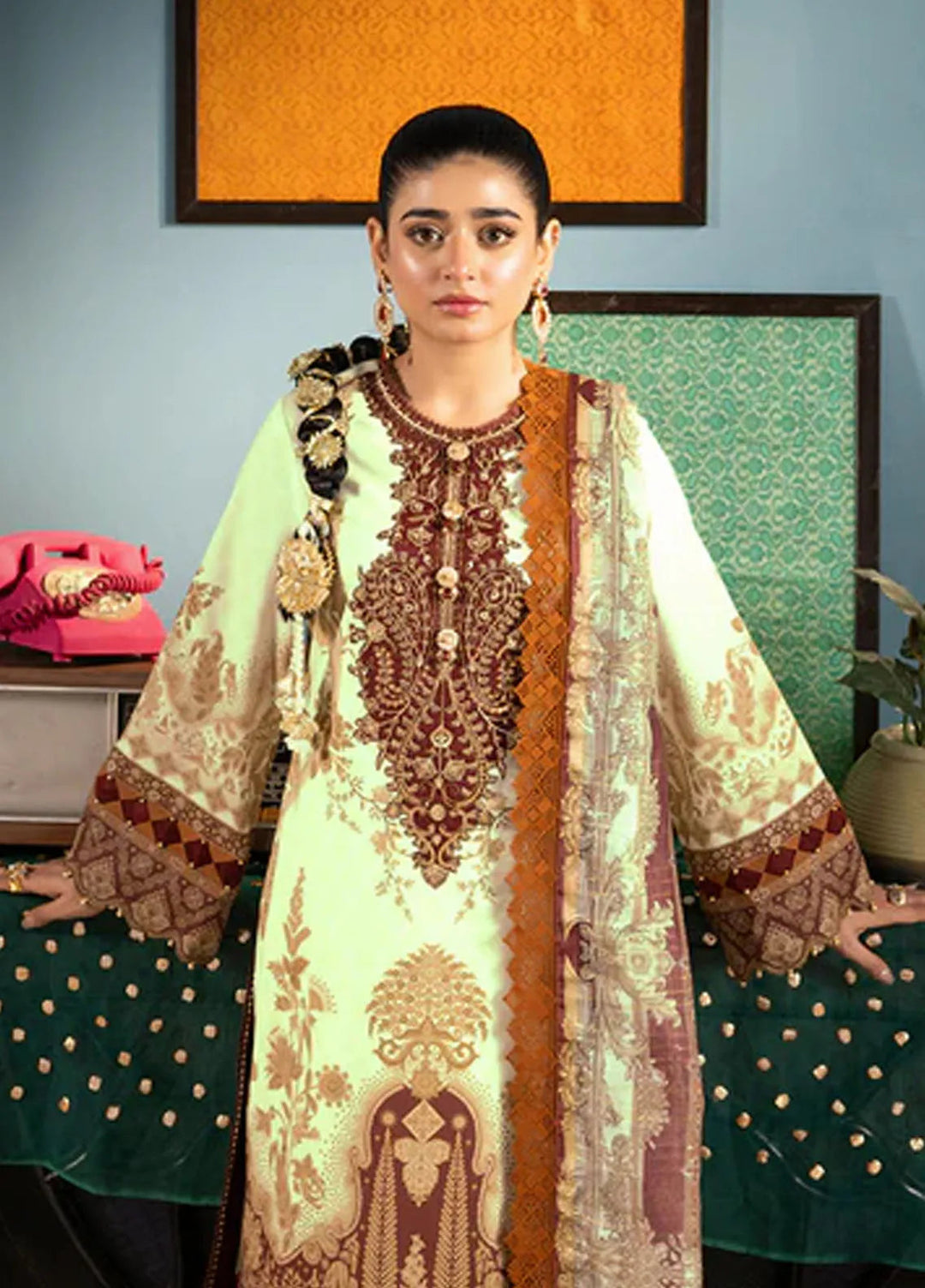 Asra By Asim Jofa Embroidered Lawn Unstitched Suit 3 Piece AJ24AE AJRA-05 - Festive Collection