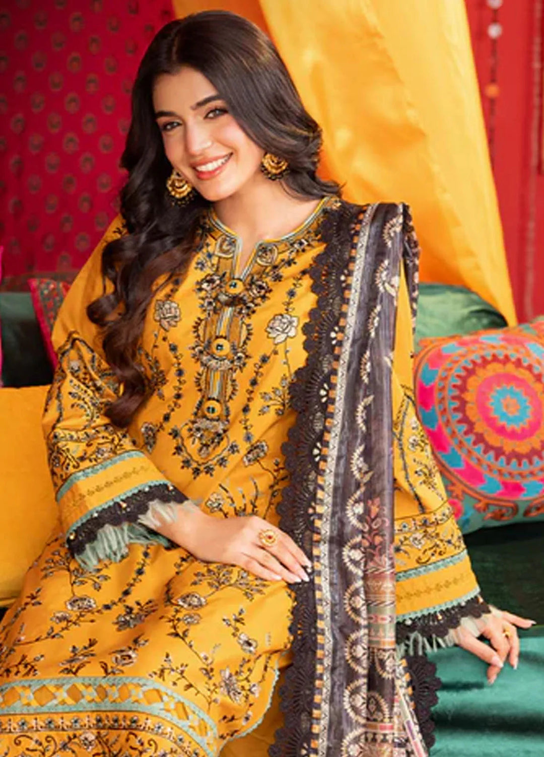 Asra By Asim Jofa Embroidered Lawn Unstitched Suit 3 Piece AJ24AE AJRA-07 - Festive Collection