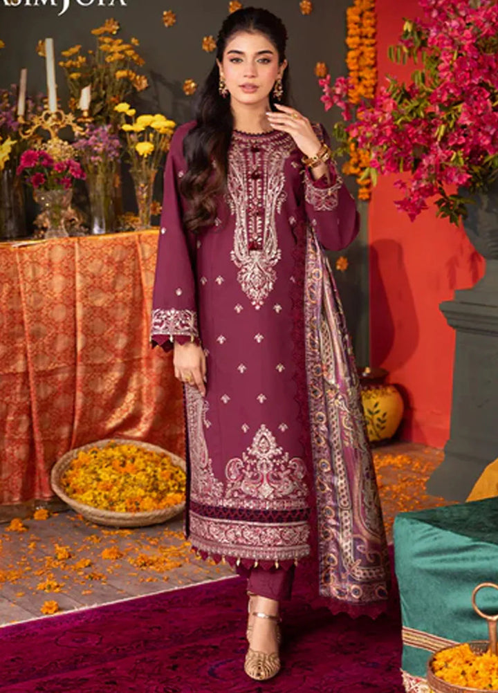 Asra By Asim Jofa Embroidered Lawn Unstitched Suit 3 Piece AJ24AE AJRA-08 - Festive Collection