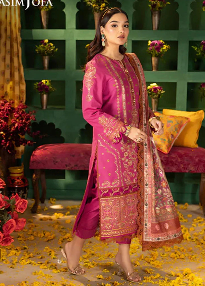 Asra By Asim Jofa Embroidered Lawn Unstitched Suit 3 Piece AJ24AE AJRA-11 - Festive Collection