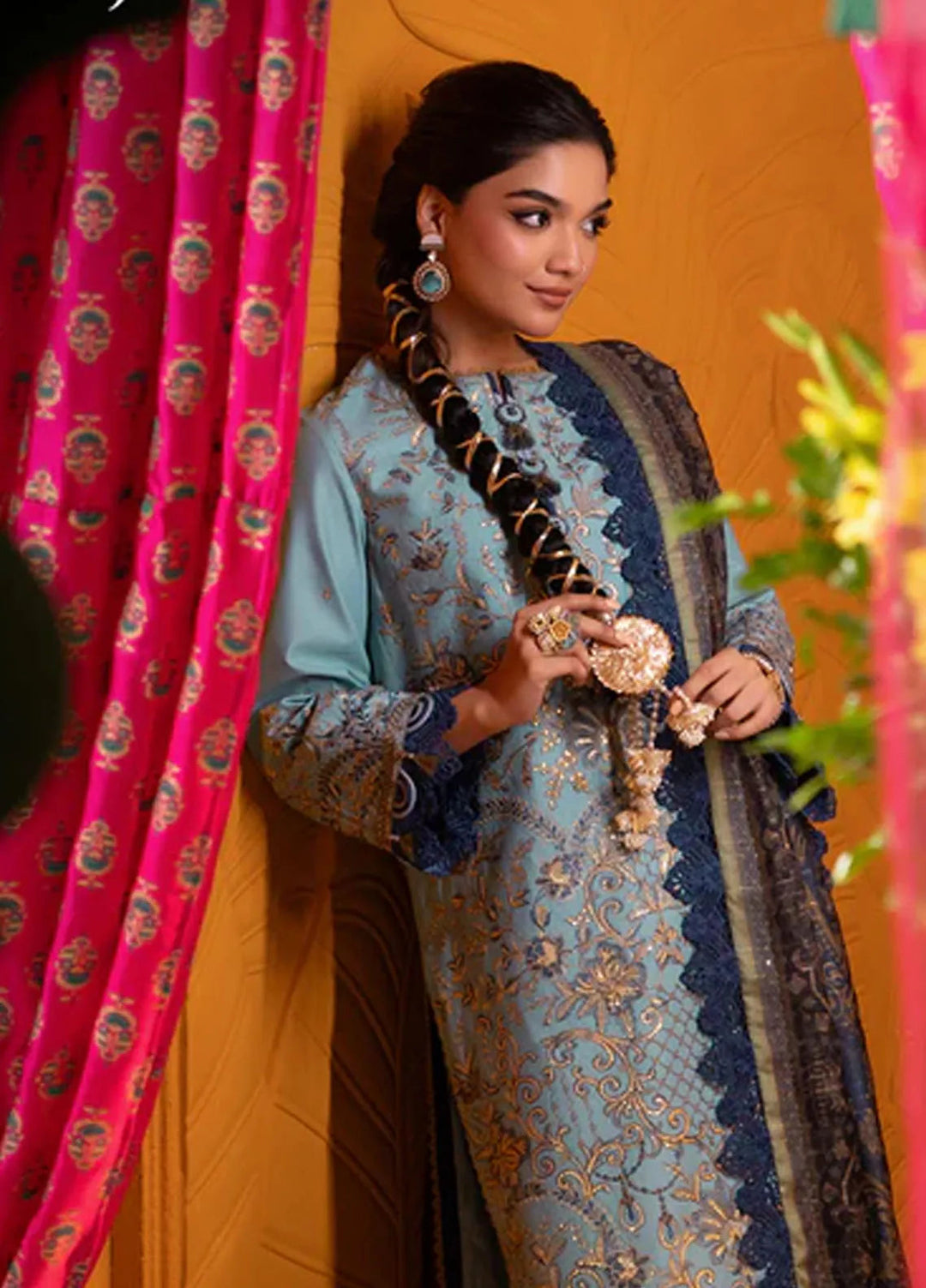 Asra By Asim Jofa Embroidered Lawn Unstitched Suit 3 Piece AJ24AE AJRA-12 - Festive Collection