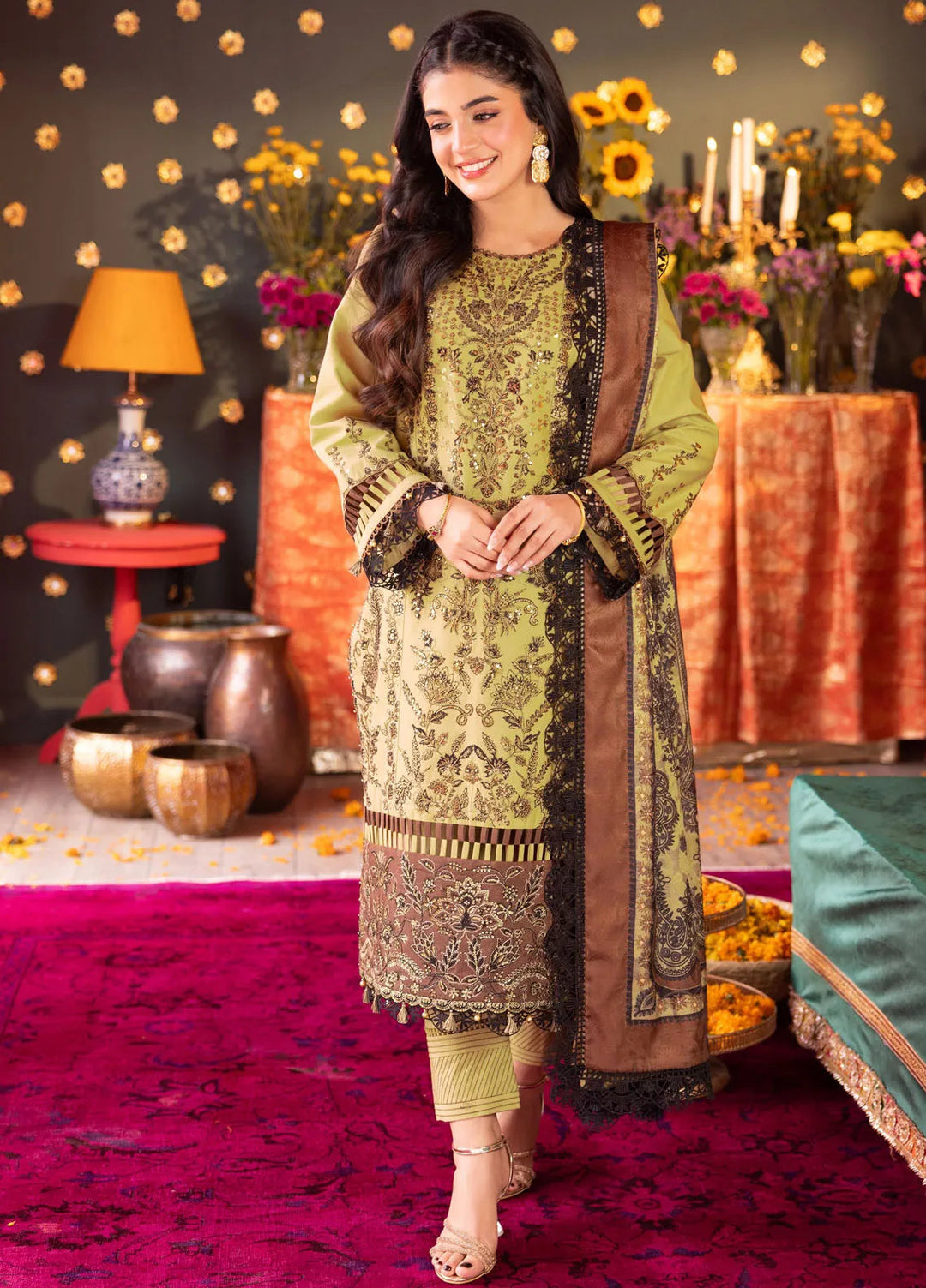 Asra By Asim Jofa Embroidered Lawn Unstitched Suit 3 Piece AJ24AE AJRA-13 - Festive Collection