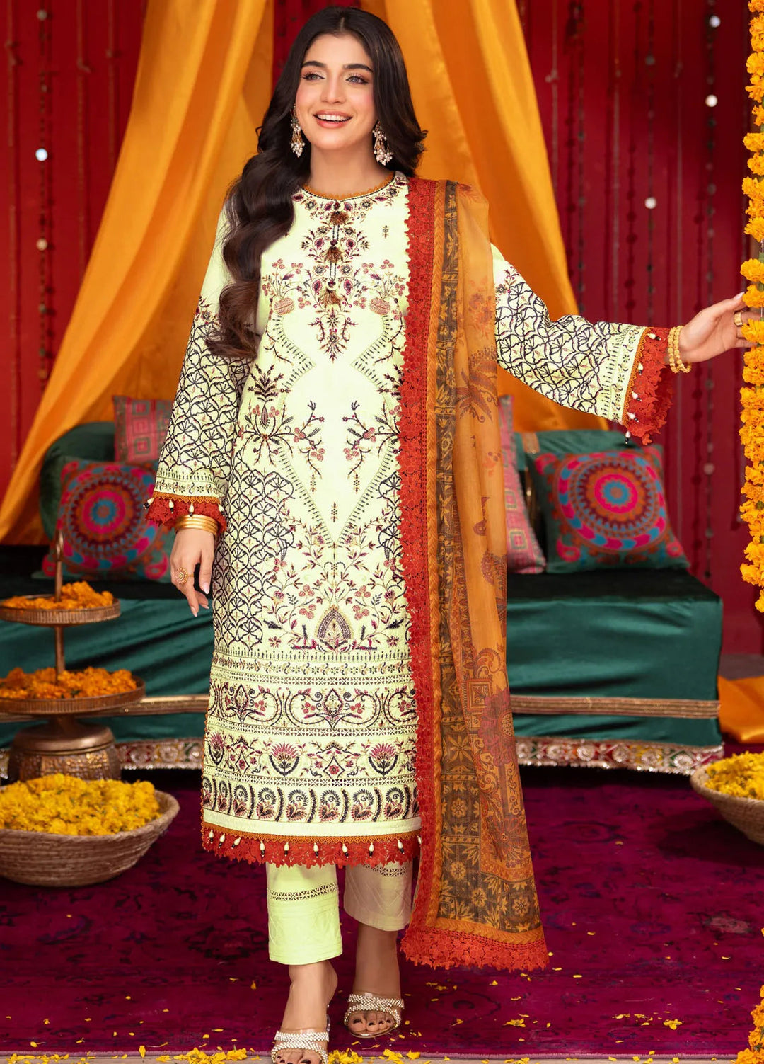 Asra By Asim Jofa Embroidered Lawn Unstitched Suit 3 Piece AJ24AE AJRA-15 - Festive Collection