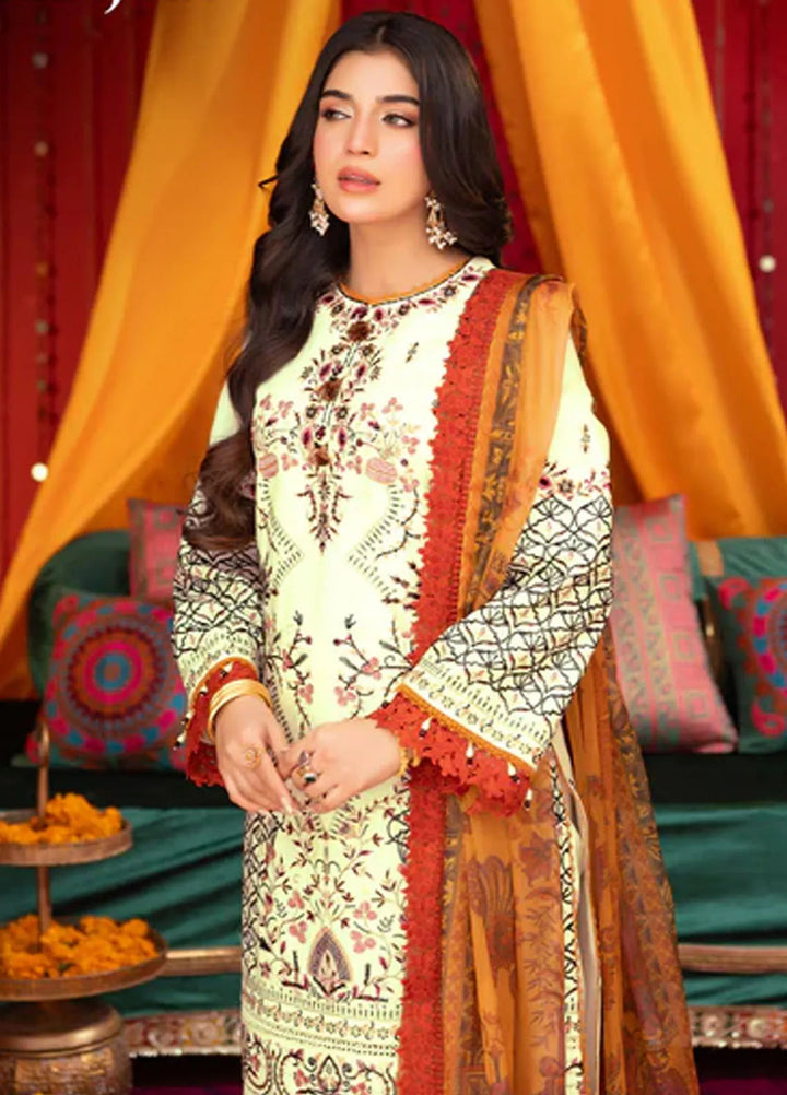 Asra By Asim Jofa Embroidered Lawn Unstitched Suit 3 Piece AJ24AE AJRA-15 - Festive Collection