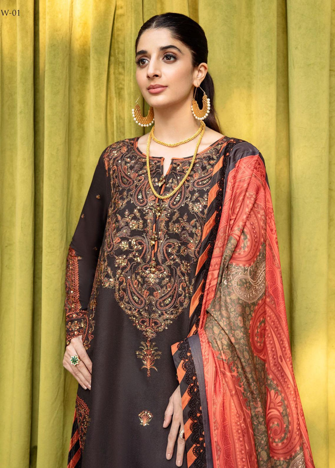 Asra By Asim Jofa Embroidered  Suits Unstitched 3 Piece AJ22AW AJW-01 - Winter Collection