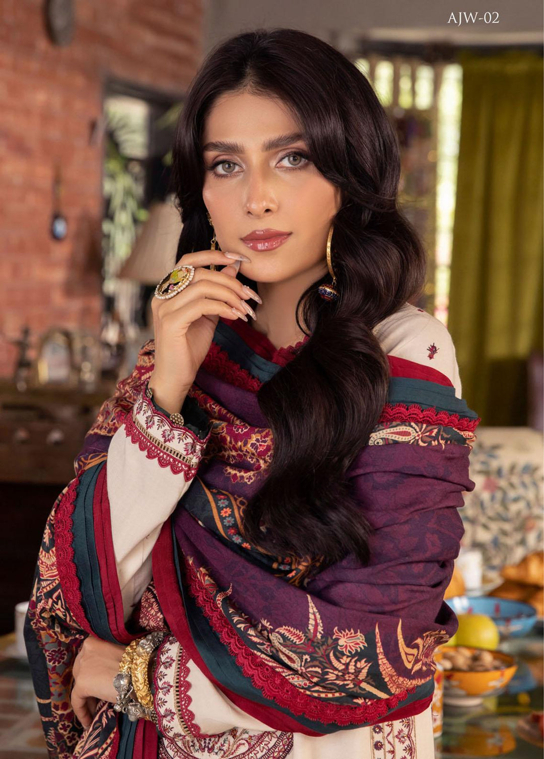 Asra By Asim Jofa Embroidered  Suits Unstitched 3 Piece AJ22AW AJW-02 - Winter Collection