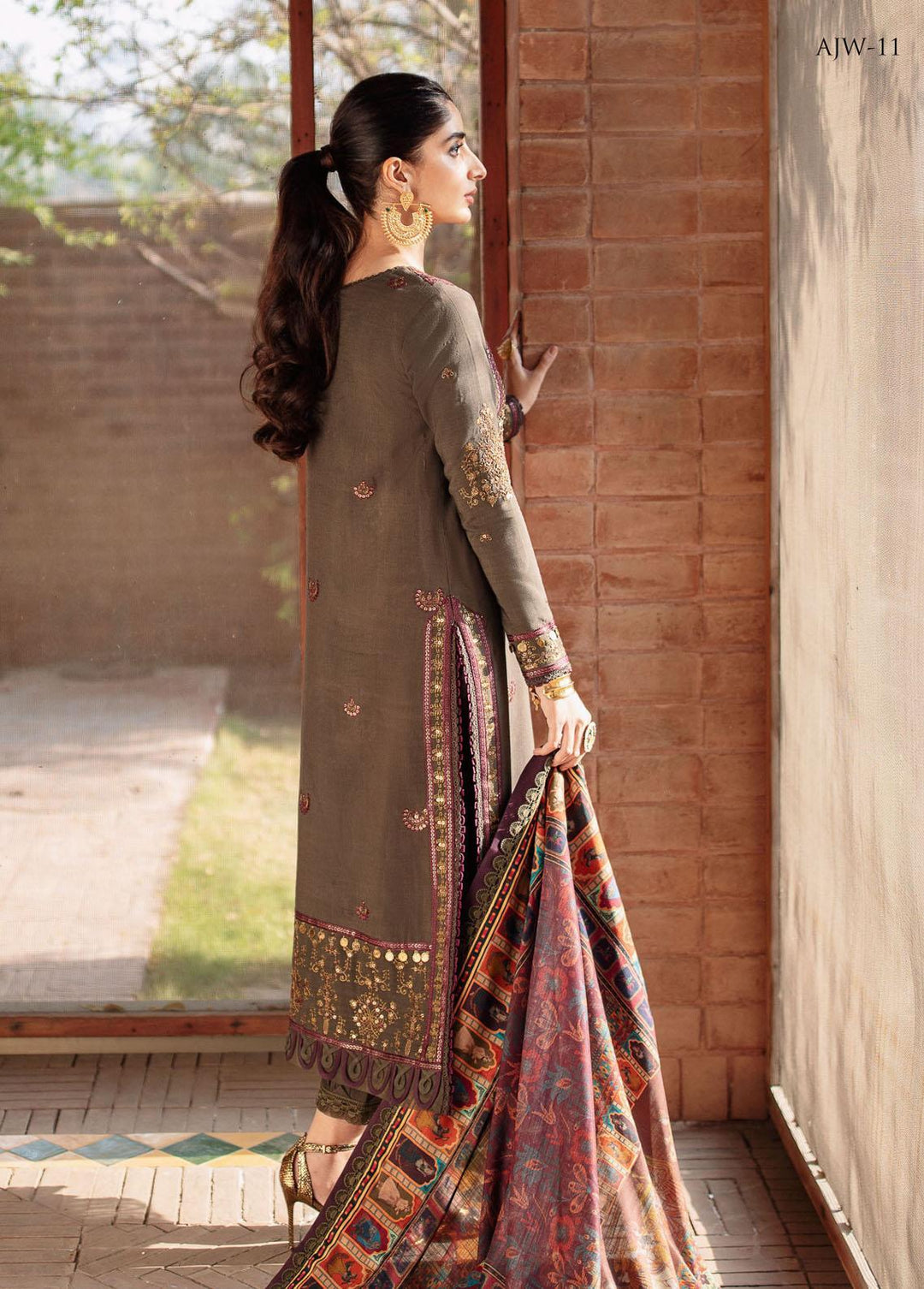 Asra By Asim Jofa Embroidered  Suits Unstitched 3 Piece AJ22AW AJW-11 - Winter Collection