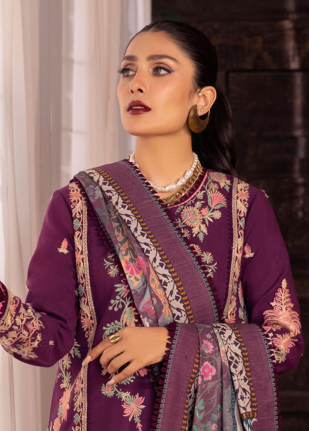 Asra By Asim Jofa Embroidered  Suits Unstitched 3 Piece AJ22AW AJW-12 - Winter Collection