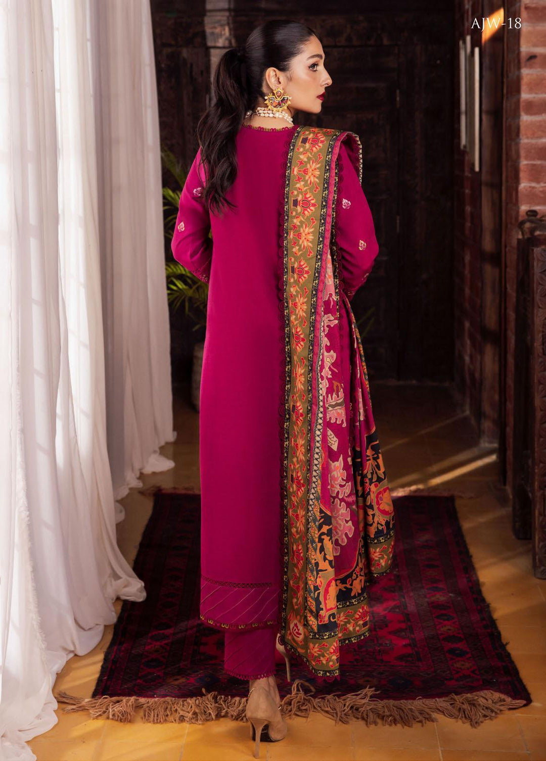 Asra By Asim Jofa Embroidered  Suits Unstitched 3 Piece AJ22AW AJW-18 - Winter Collection