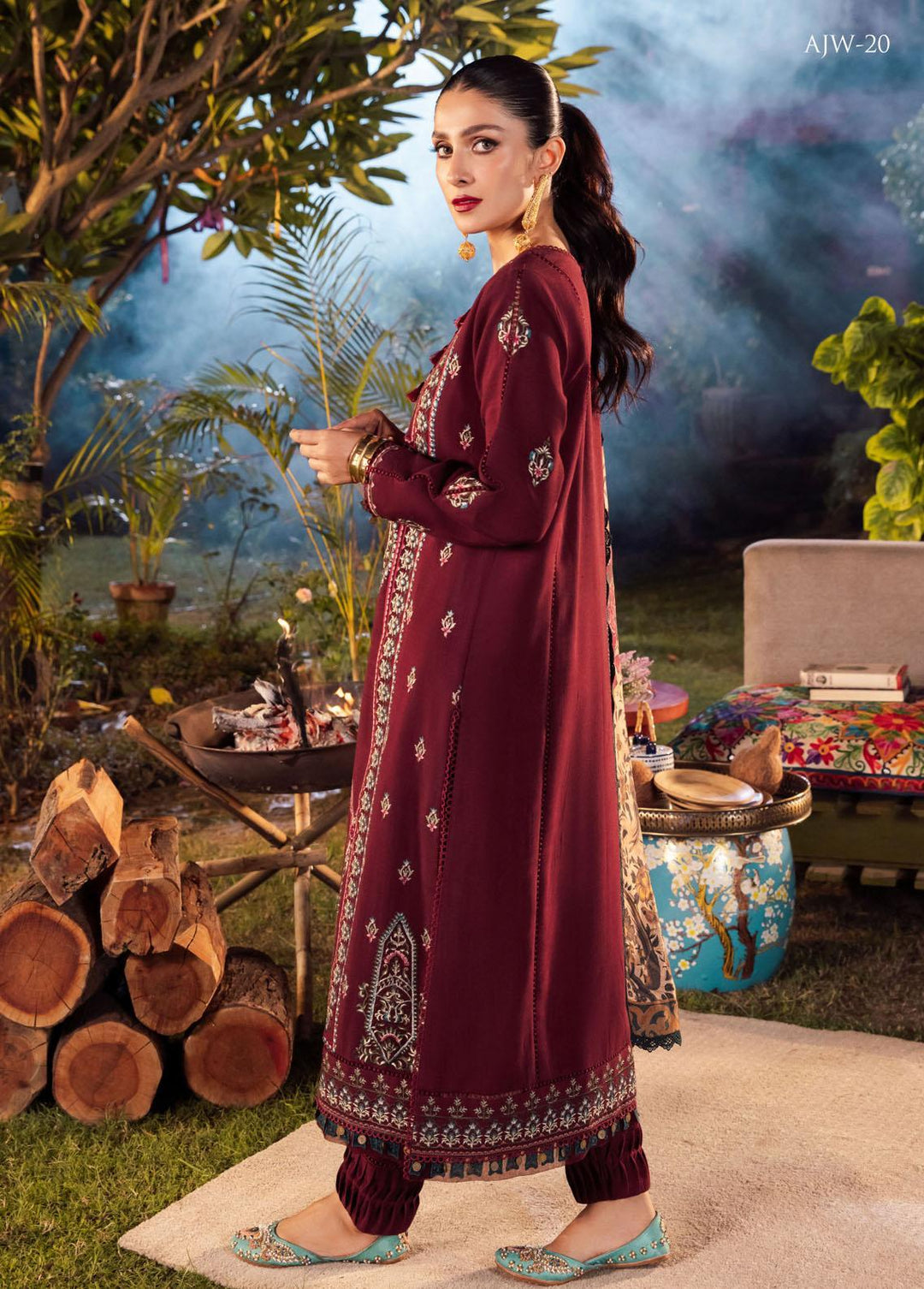 Asra By Asim Jofa Embroidered  Suits Unstitched 3 Piece AJ22AW AJW-20 - Winter Collection