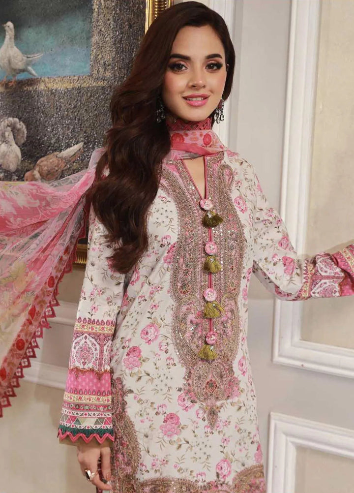 Asra Intermix By Asim Jofa Embroidered Cambric Unstitched Suit 3 Piece AJ23AI AJAS-01 - Formal Collection