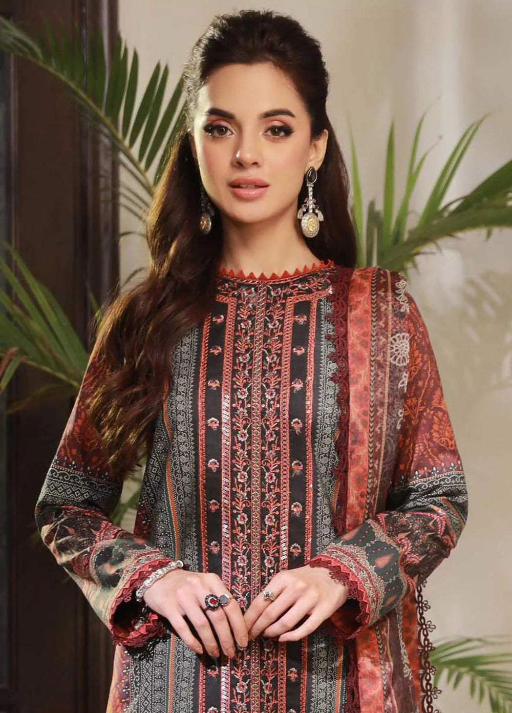 Asra Intermix By Asim Jofa Embroidered Cambric Unstitched Suit 3 Piece AJ23AI AJAS-03 - Formal Collection