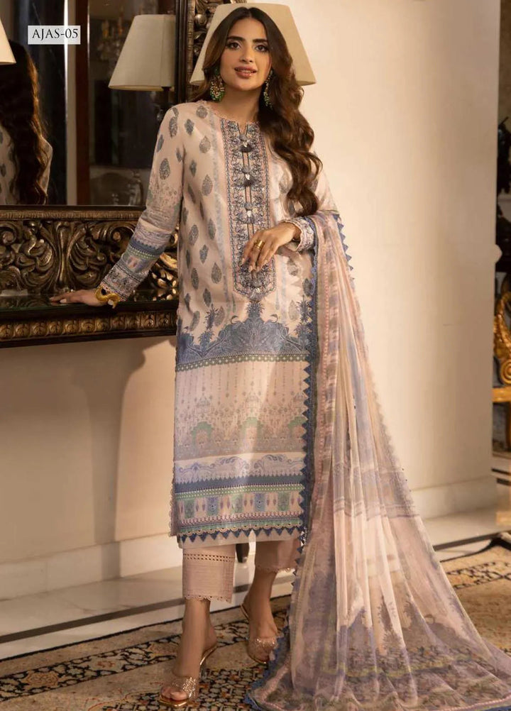 Asra Intermix By Asim Jofa Embroidered Cambric Unstitched Suit 3 Piece AJ23AI AJAS-05 - Formal Collection