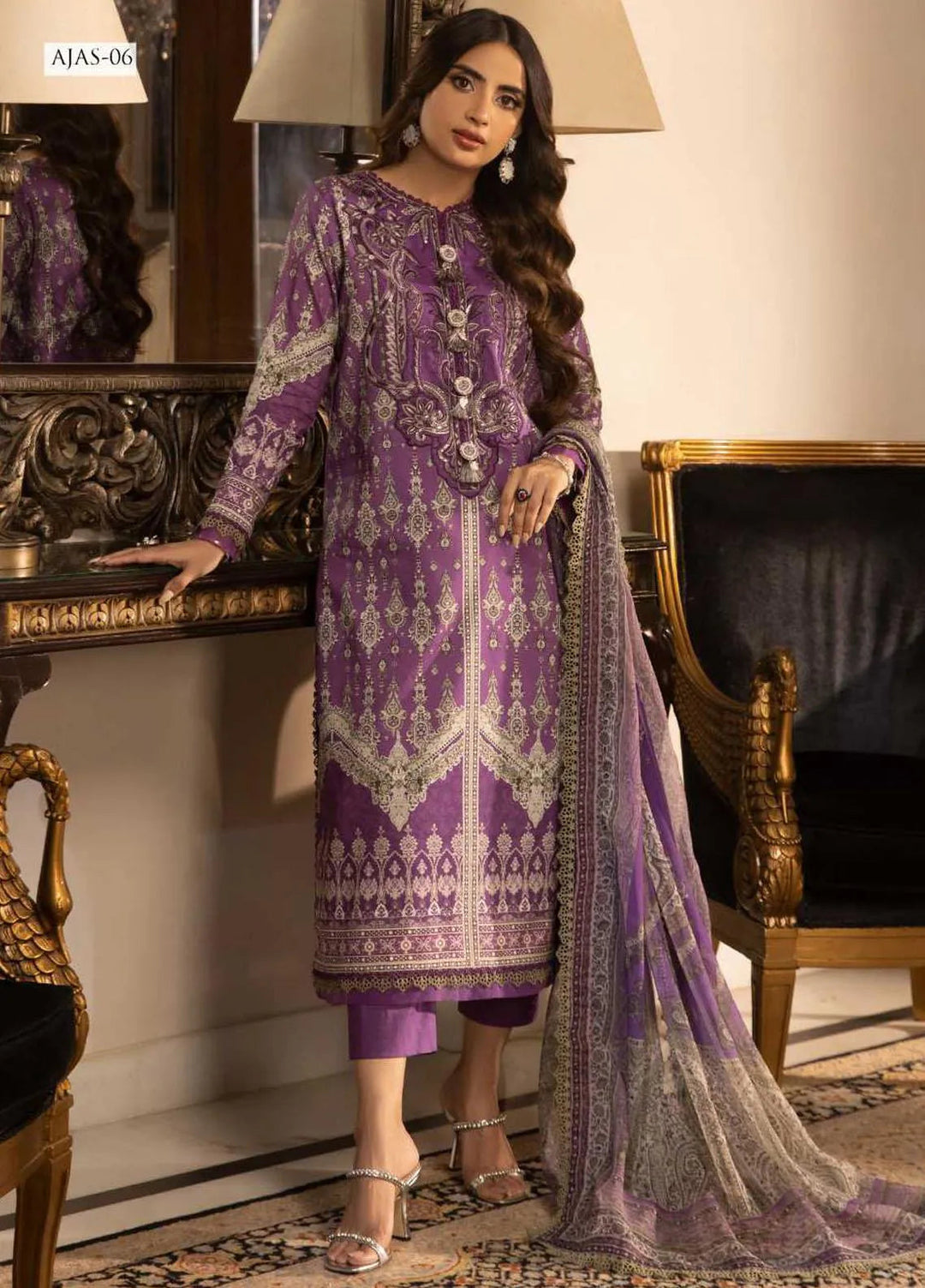Asra Intermix By Asim Jofa Embroidered Cambric Unstitched Suit 3 Piece AJ23AI AJAS-06 - Formal Collection