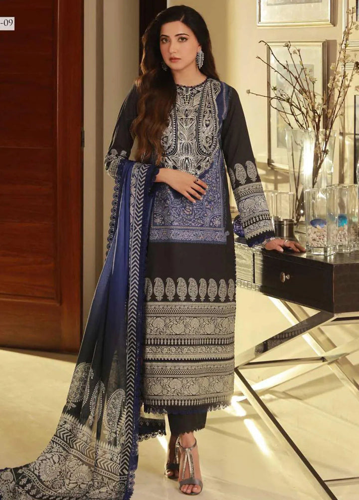 Asra Intermix By Asim Jofa Embroidered Cambric Unstitched Suit 3 Piece AJ23AI AJAS-09 - Formal Collection