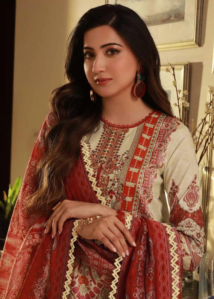 Asra Intermix By Asim Jofa Embroidered Cambric Unstitched Suit 3 Piece AJ23AI AJAS-10 - Formal Collection