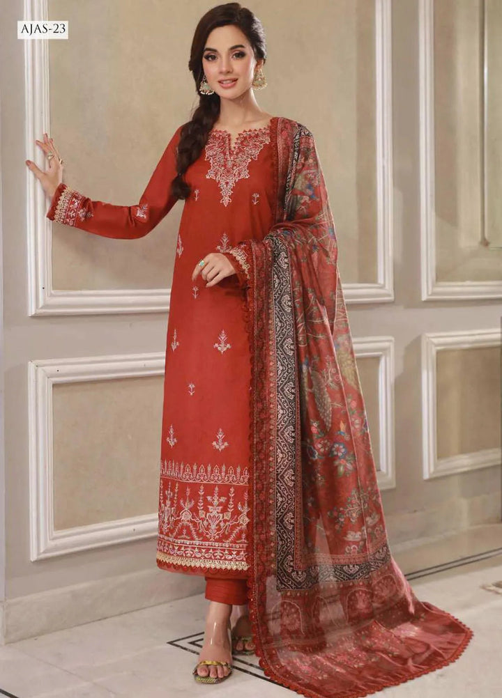 Asra Intermix By Asim Jofa Embroidered Cambric Unstitched Suit 3 Piece AJ23AI AJAS-23 - Formal Collection
