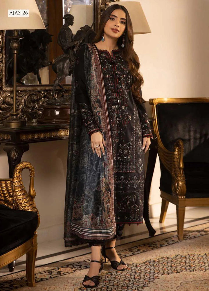Asra Intermix By Asim Jofa Embroidered Cambric Unstitched Suit 3 Piece AJ23AI AJAS-26 - Formal Collection