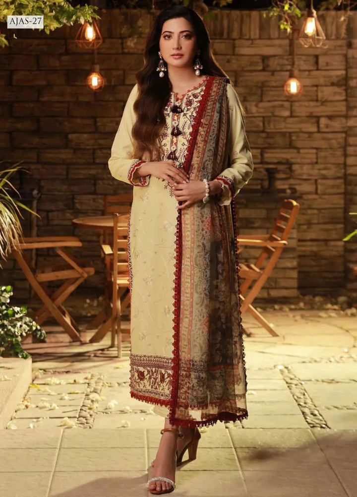 Asra Intermix By Asim Jofa Embroidered Cambric Unstitched Suit 3 Piece AJ23AI AJAS-27 - Formal Collection
