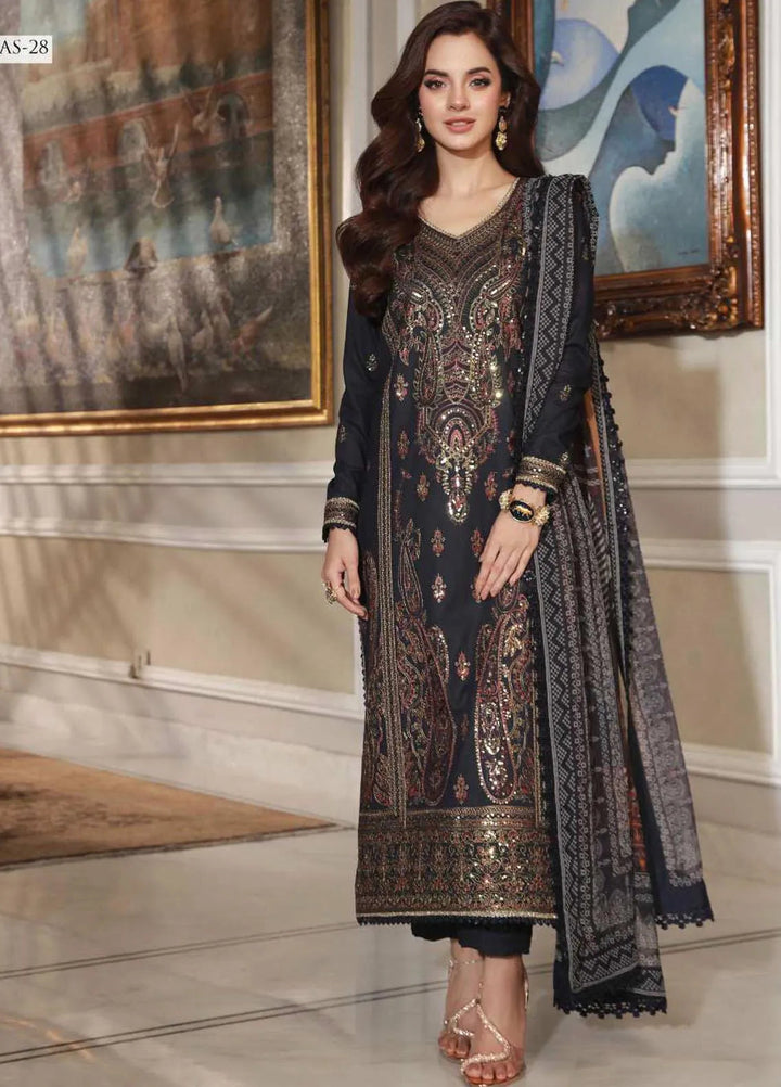 Asra Intermix By Asim Jofa Embroidered Cambric Unstitched Suit 3 Piece AJ23AI AJAS-28 - Formal Collection