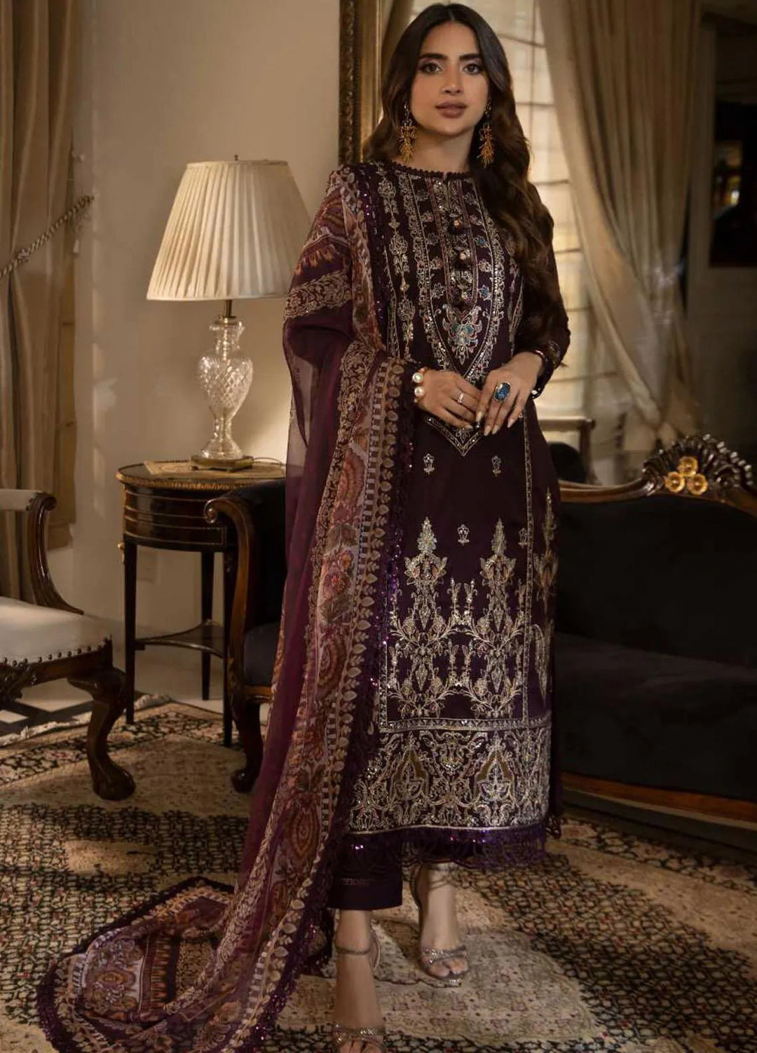 Asra Intermix By Asim Jofa Embroidered Cambric Unstitched Suit 3 Piece AJ23AI AJAS-29 - Formal Collection