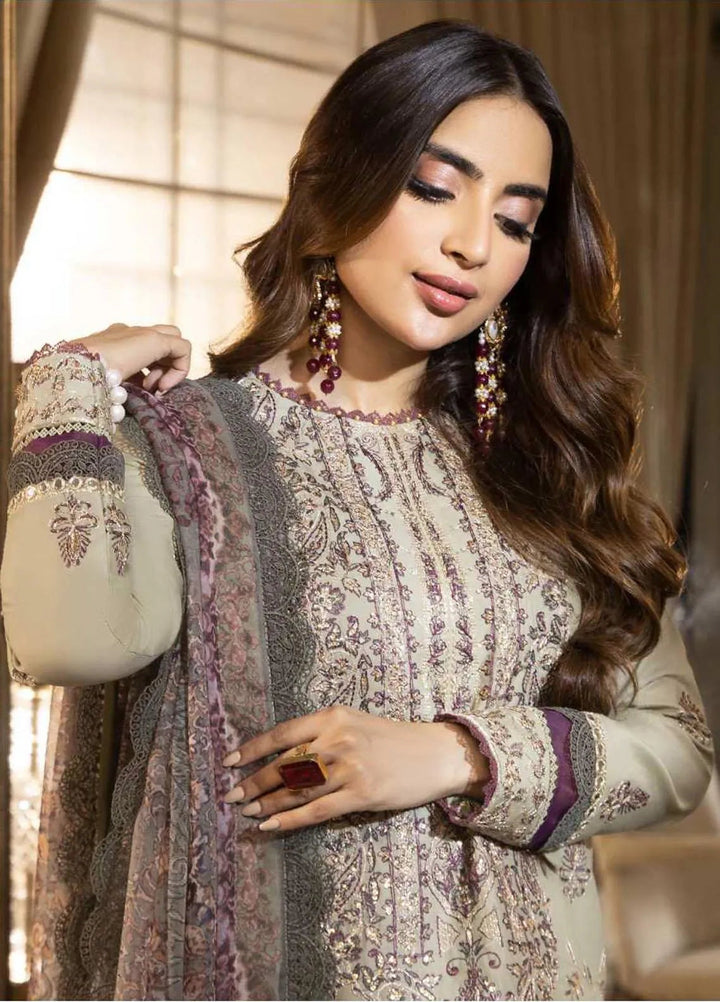 Asra Intermix By Asim Jofa Embroidered Cambric Unstitched Suit 3 Piece AJ23AI AJAS-30 - Formal Collection
