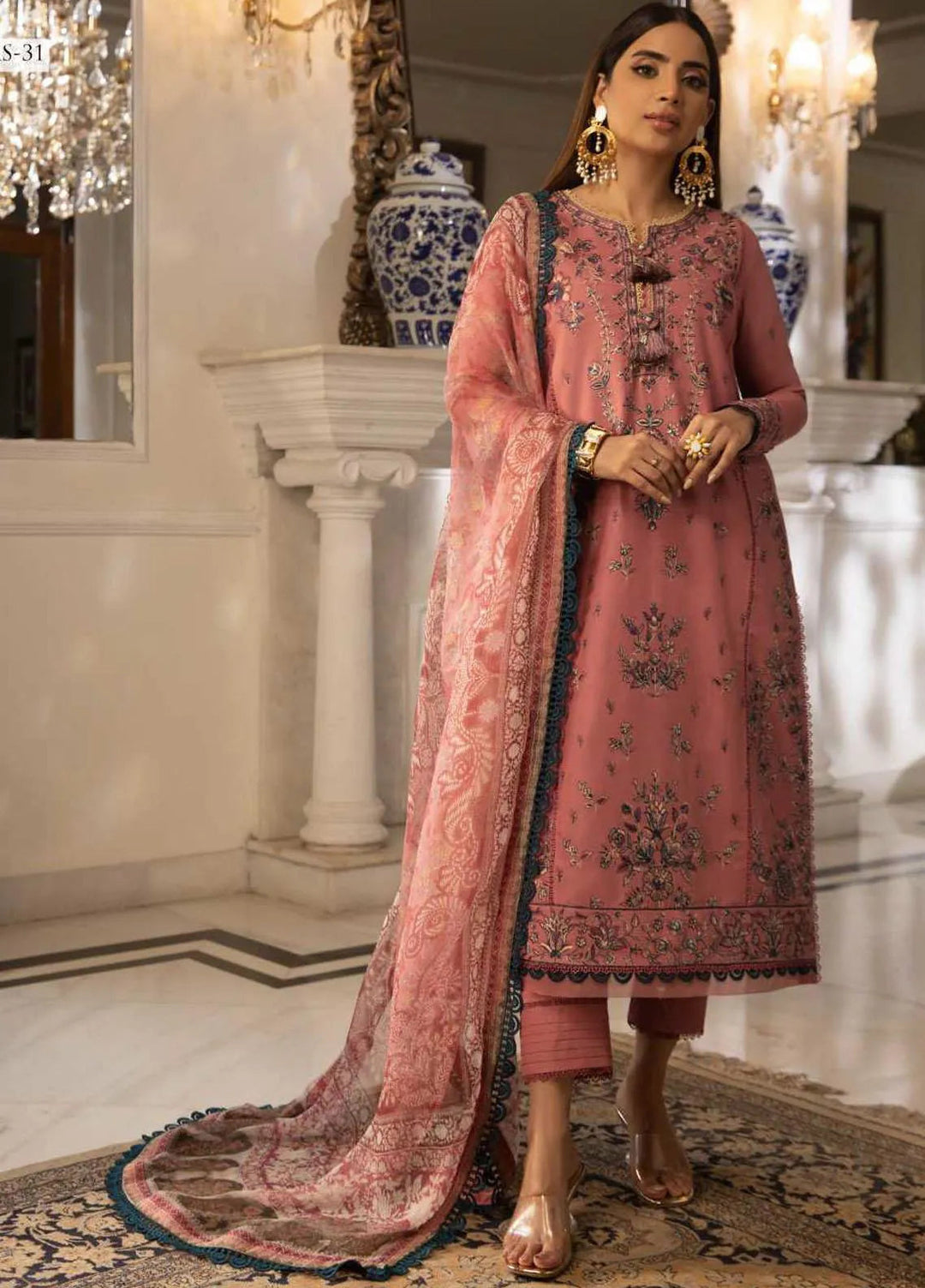 Asra Intermix By Asim Jofa Embroidered Cambric Unstitched Suit 3 Piece AJ23AI AJAS-31 - Formal Collection