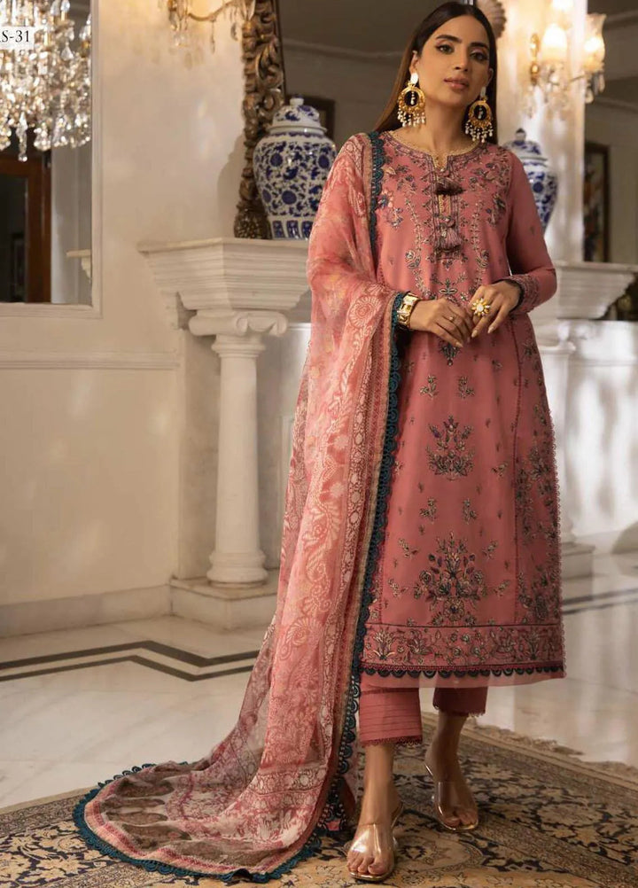 Asra Intermix By Asim Jofa Embroidered Cambric Unstitched Suit 3 Piece AJ23AI AJAS-31 - Formal Collection