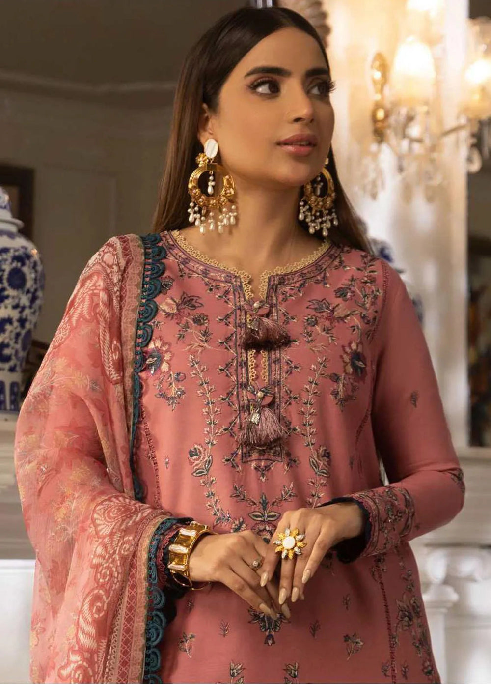 Asra Intermix By Asim Jofa Embroidered Cambric Unstitched Suit 3 Piece AJ23AI AJAS-31 - Formal Collection